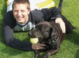kids volunteering with dog