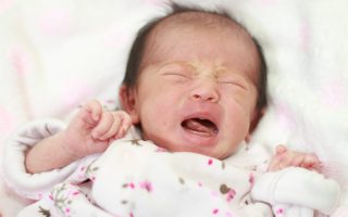 Crying newborn baby (Japanese baby girl)