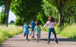 Large family playing together outdoors