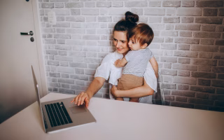 A multitasking mother
