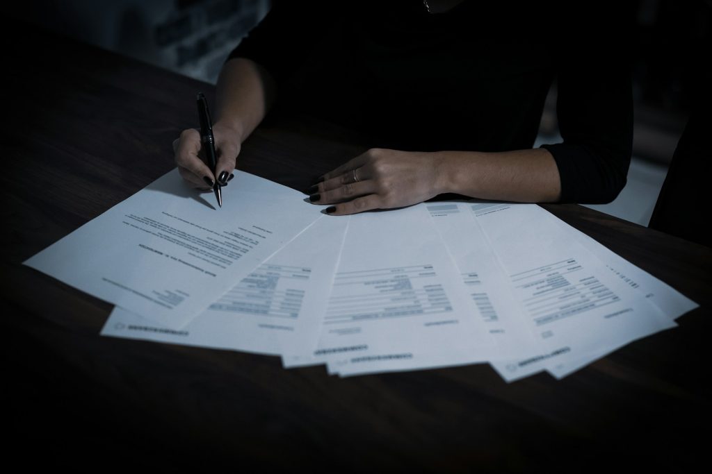woman doing paperwork