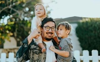 happy dad with family