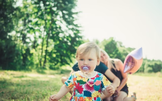Parent and child in the park