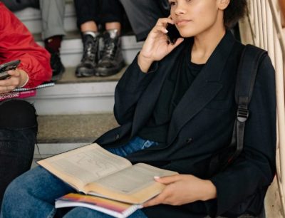 College Student On Phone