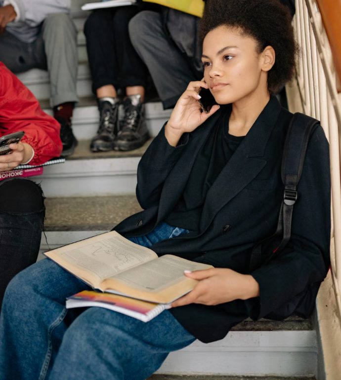College Student On Phone